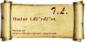 Thaler Lóránt névjegykártya